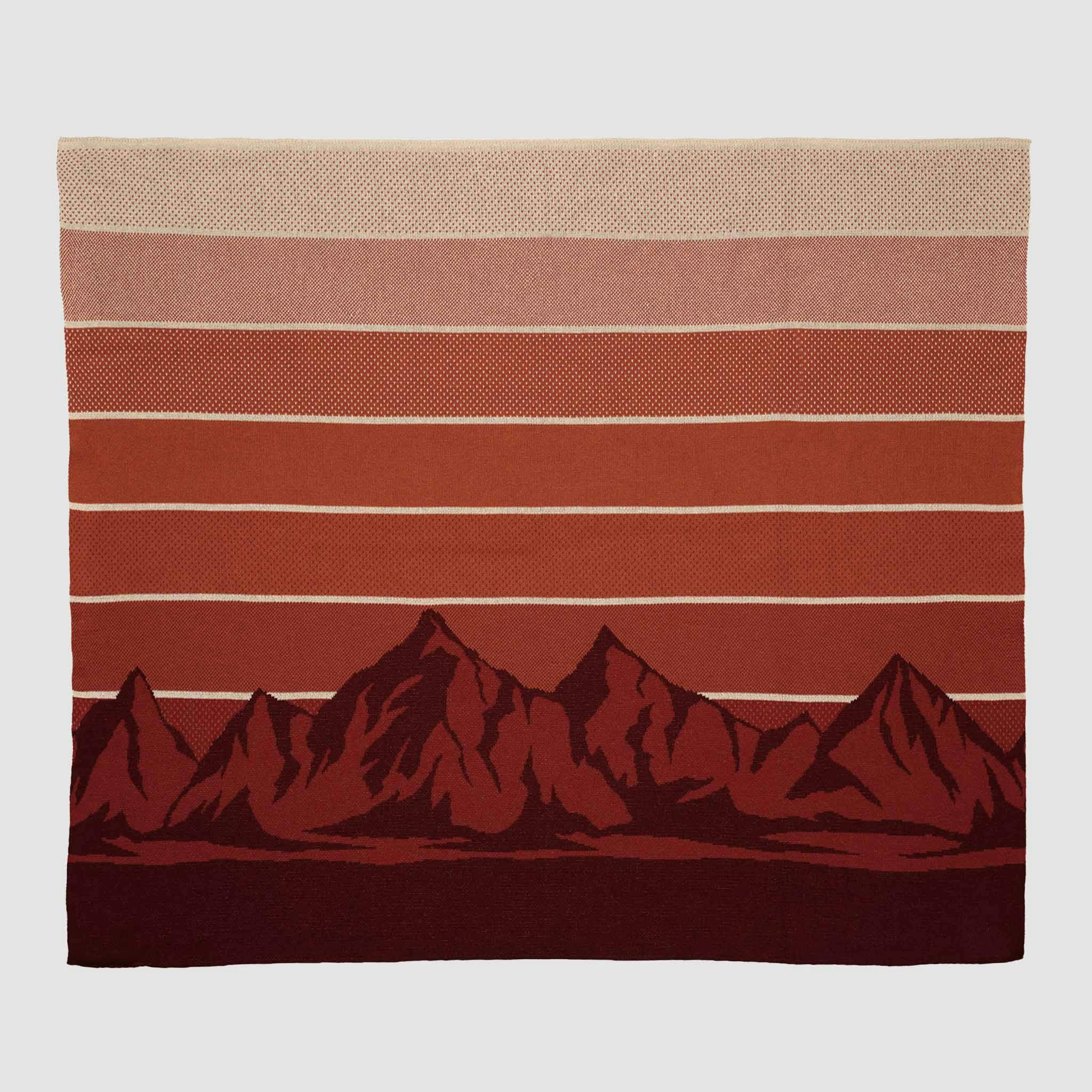 Cotton Sustainable Knit Throw Blanket | Mountain Sunscape