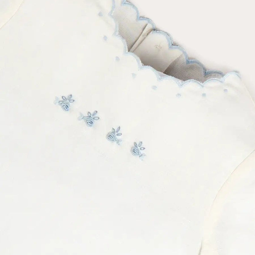 Whale Embroidered Scallop Edge Two Piece Set in Blue (1-6mths)