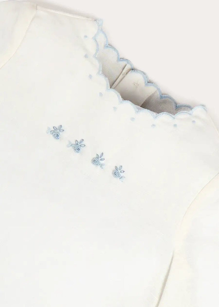 Whale Embroidered Scallop Edge Two Piece Set in Blue (1-6mths)
