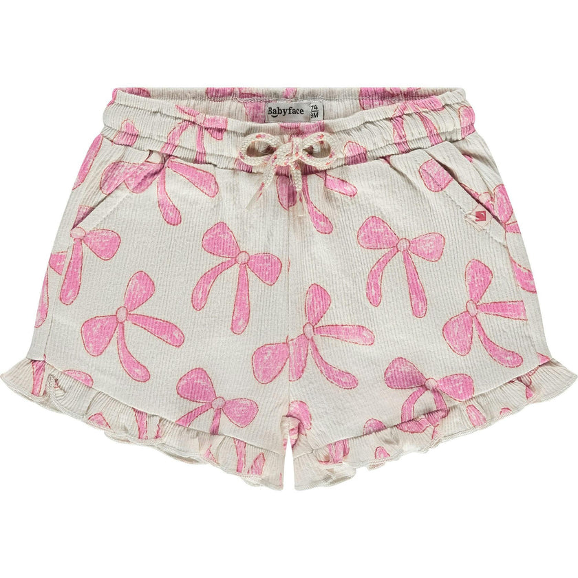 Bow Print Ruffle Shorts