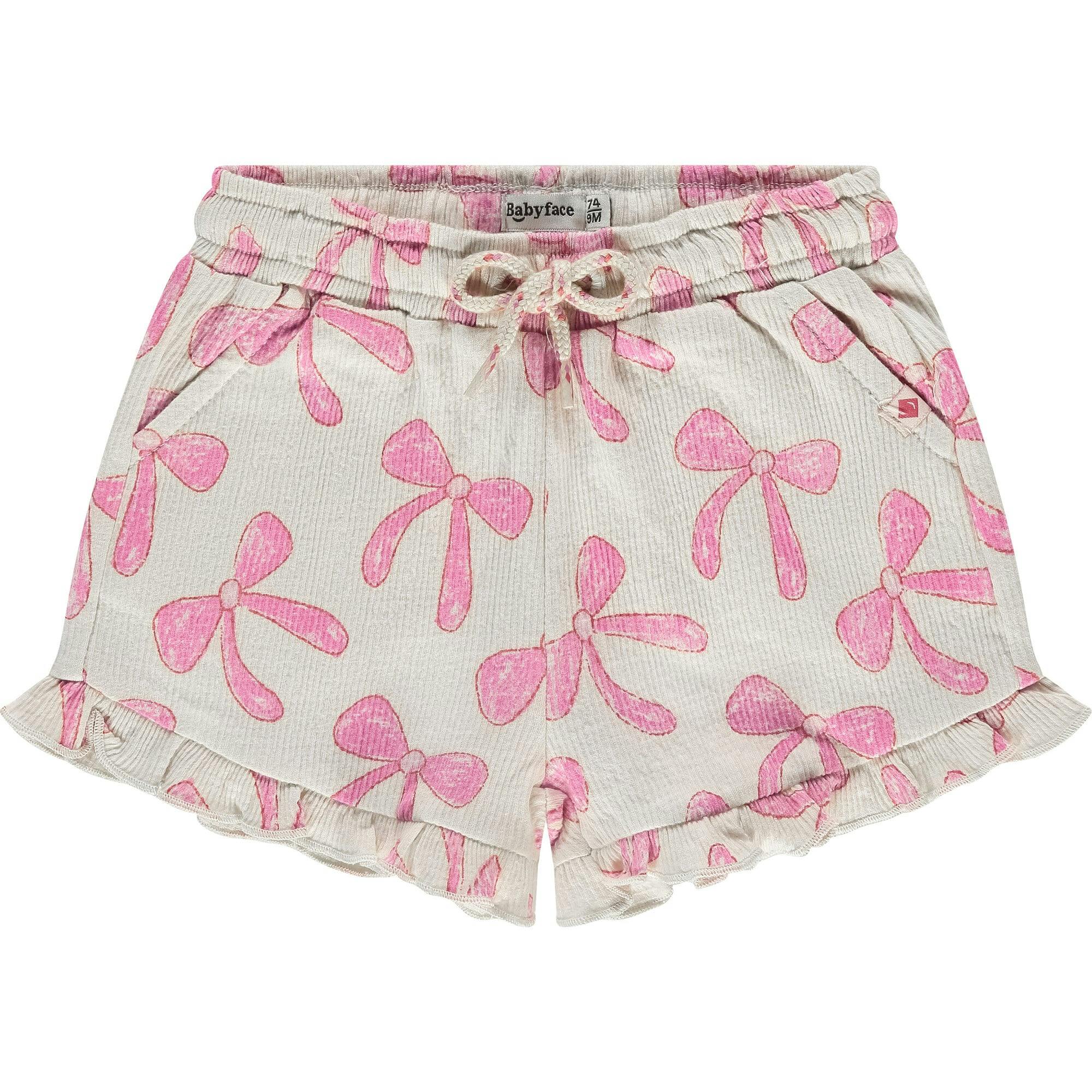Bow Print Ruffle Shorts