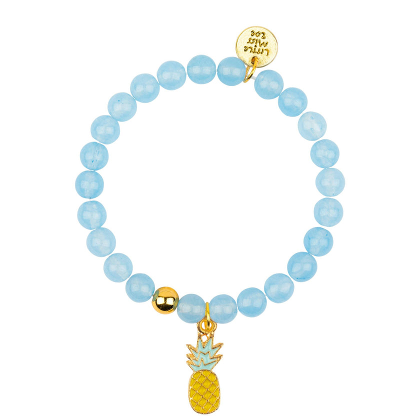 Gemstone Bracelet With Pineapple Enamel Charm