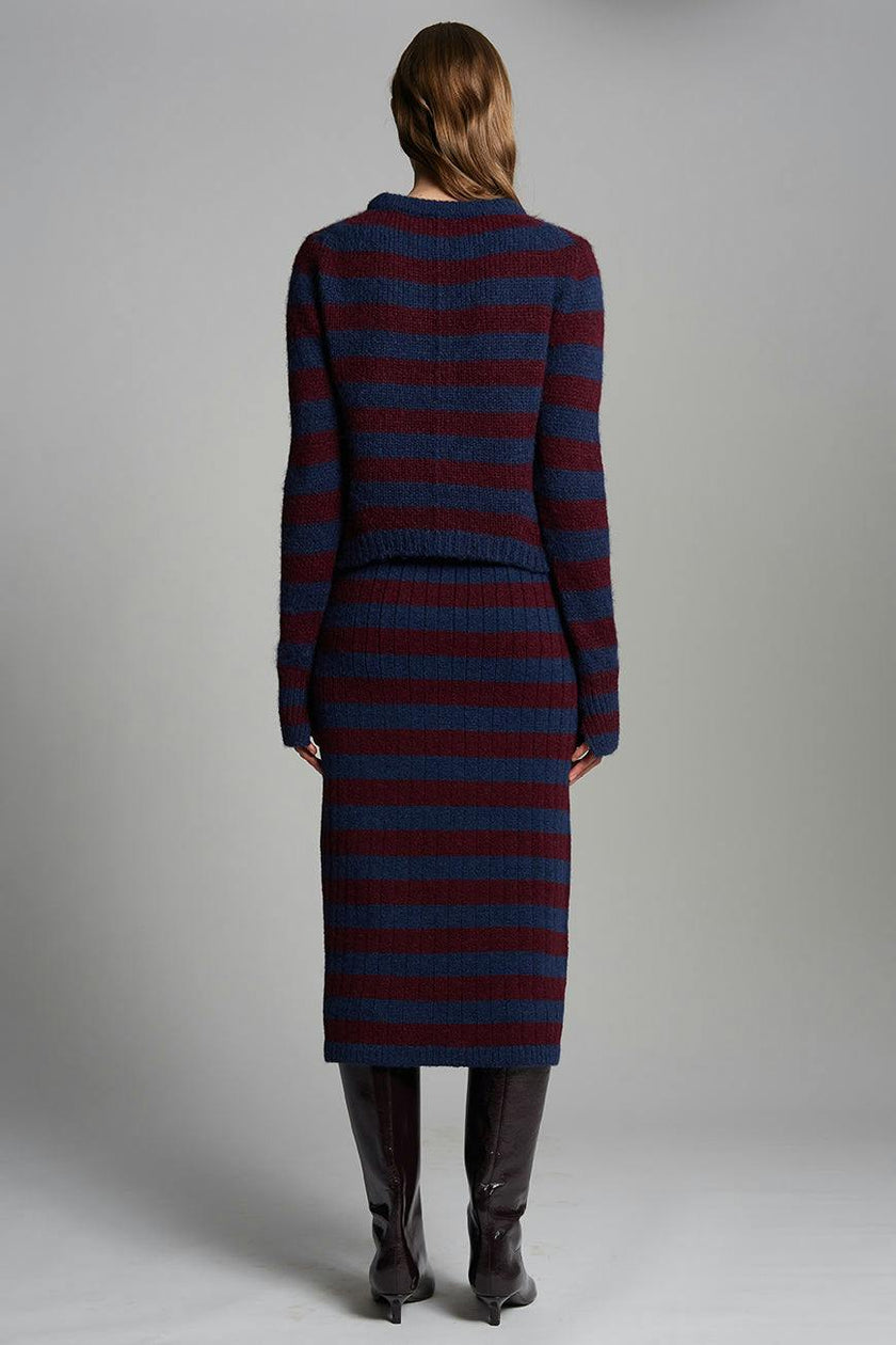 PIA STRIPE TUBE SKIRT | NAVY + MERLOT | ONE LEFT!