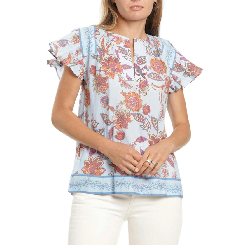 Marion Top - Blue Botanical