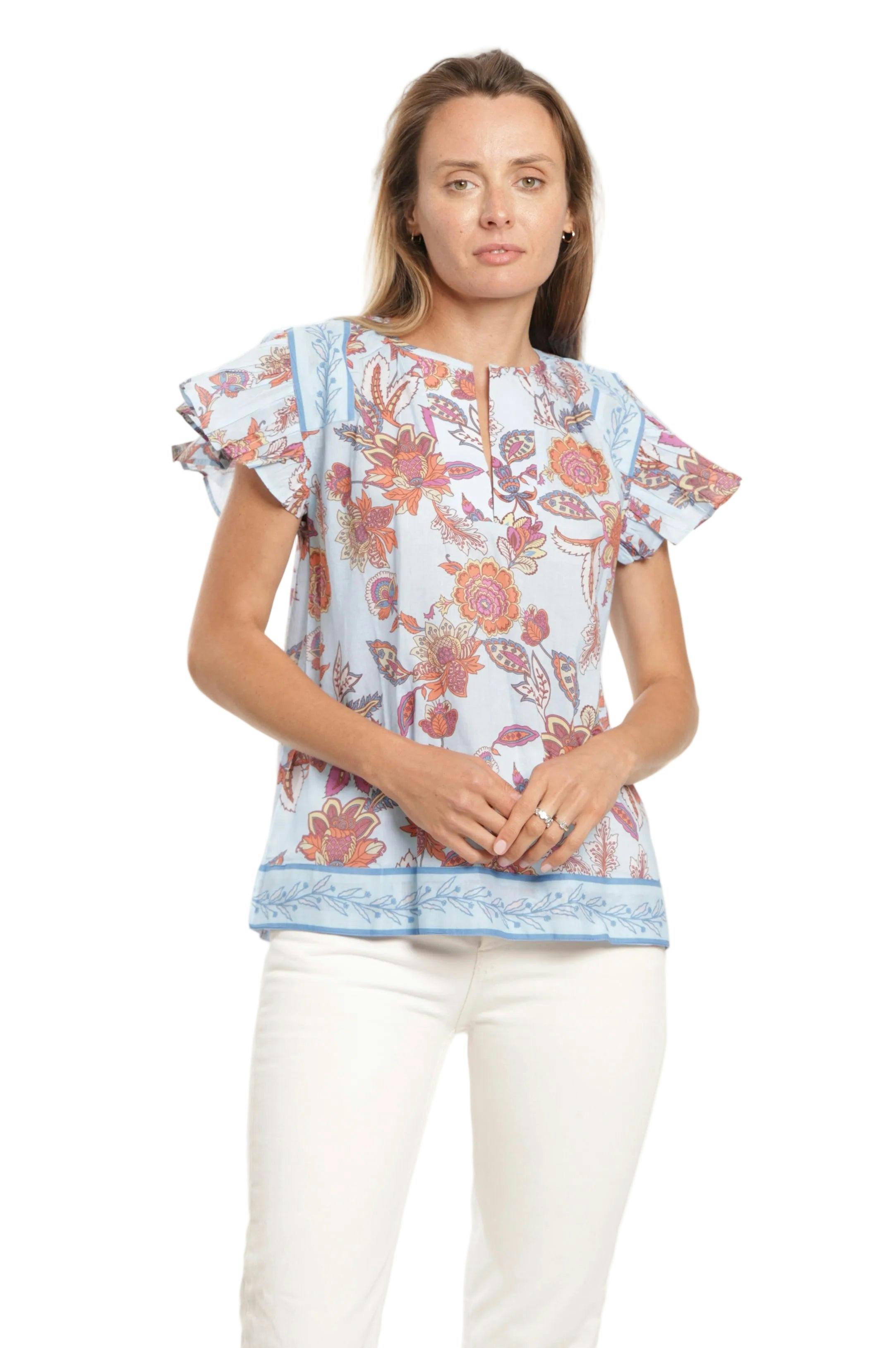 Marion Top - Blue Botanical