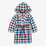 Kids plush fleece robe in peppermint plaid