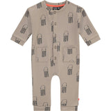 Long Sleeve All-Over Graphic Print Buttoned Romper