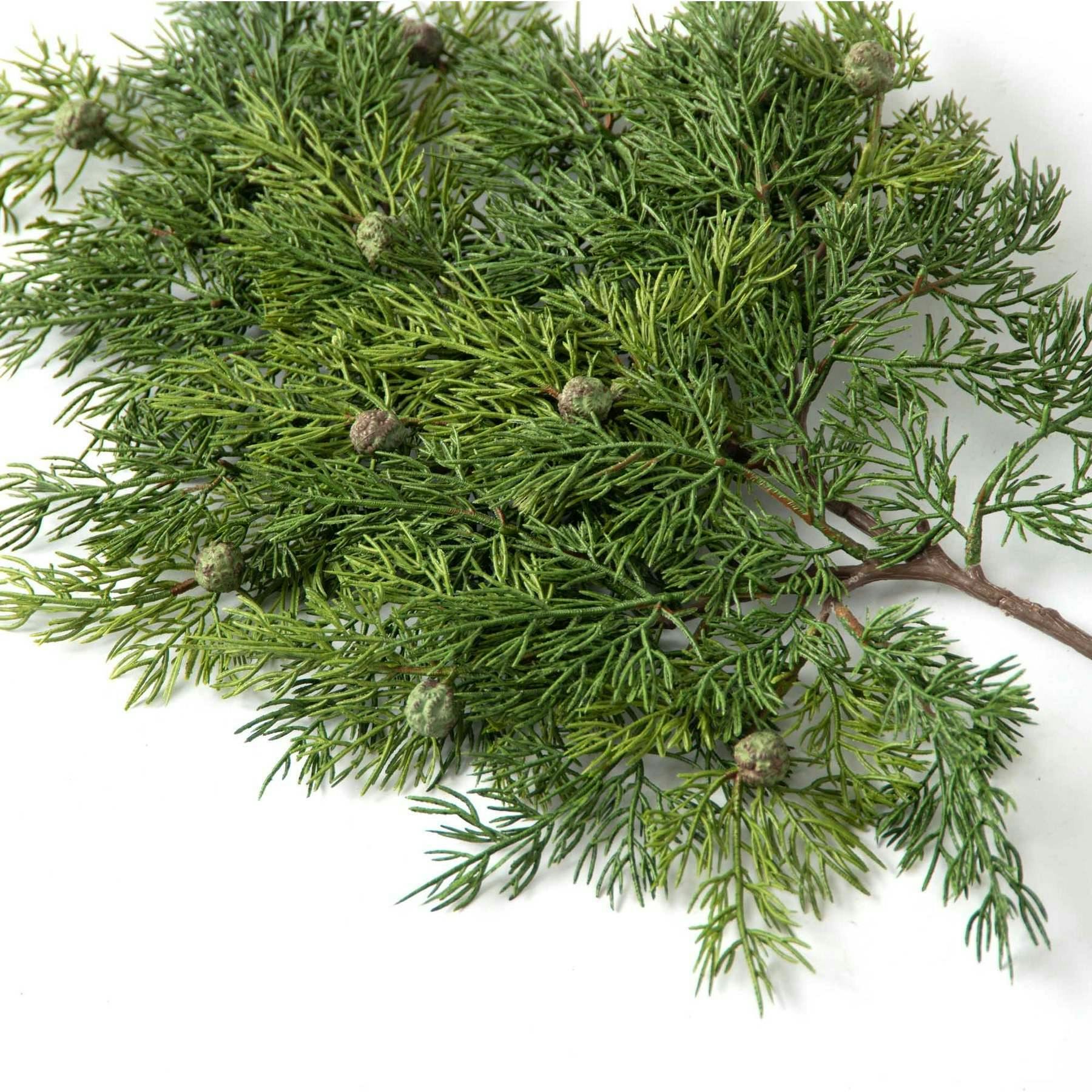 Green Real Touch Juniper Berry Christmas Faux Greenery Large Stem Branch - 23