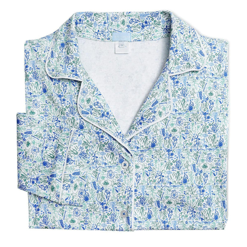 Birth Flowers Women's Button Front Long Pajama Set