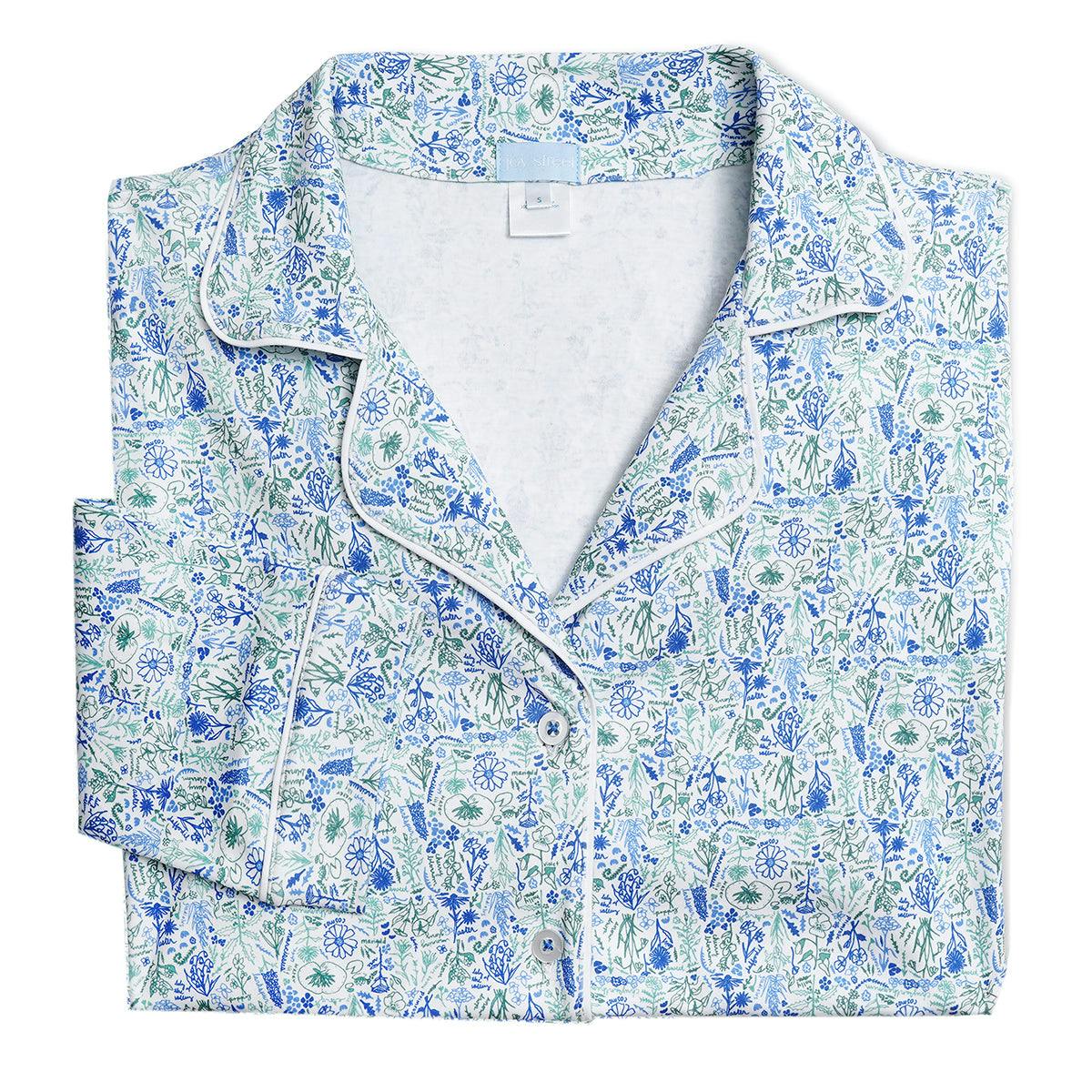 Birth Flowers Women's Button Front Long Pajama Set