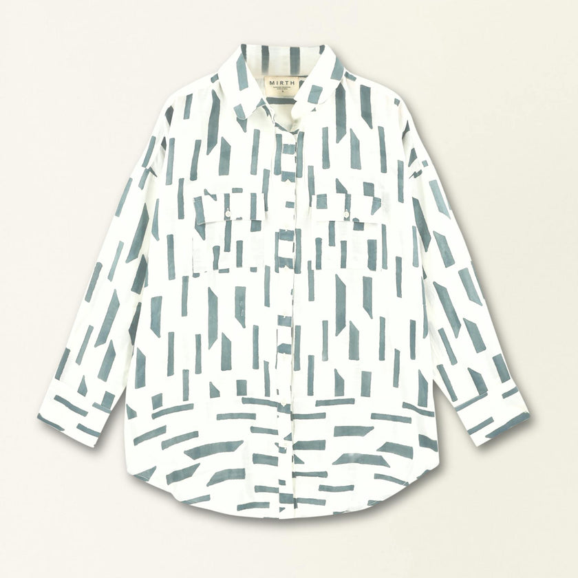 Kyoto Shirt in White Rainfall