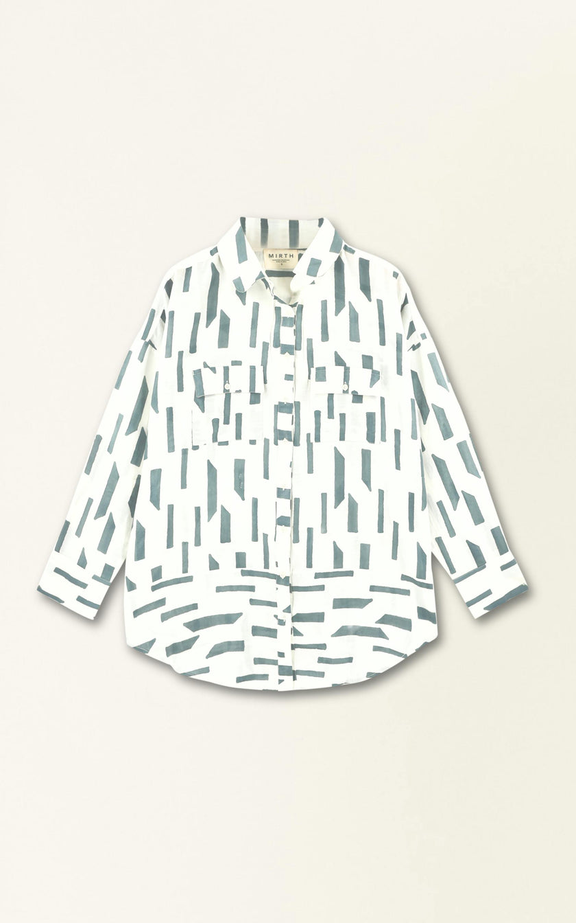 Kyoto Shirt in White Rainfall
