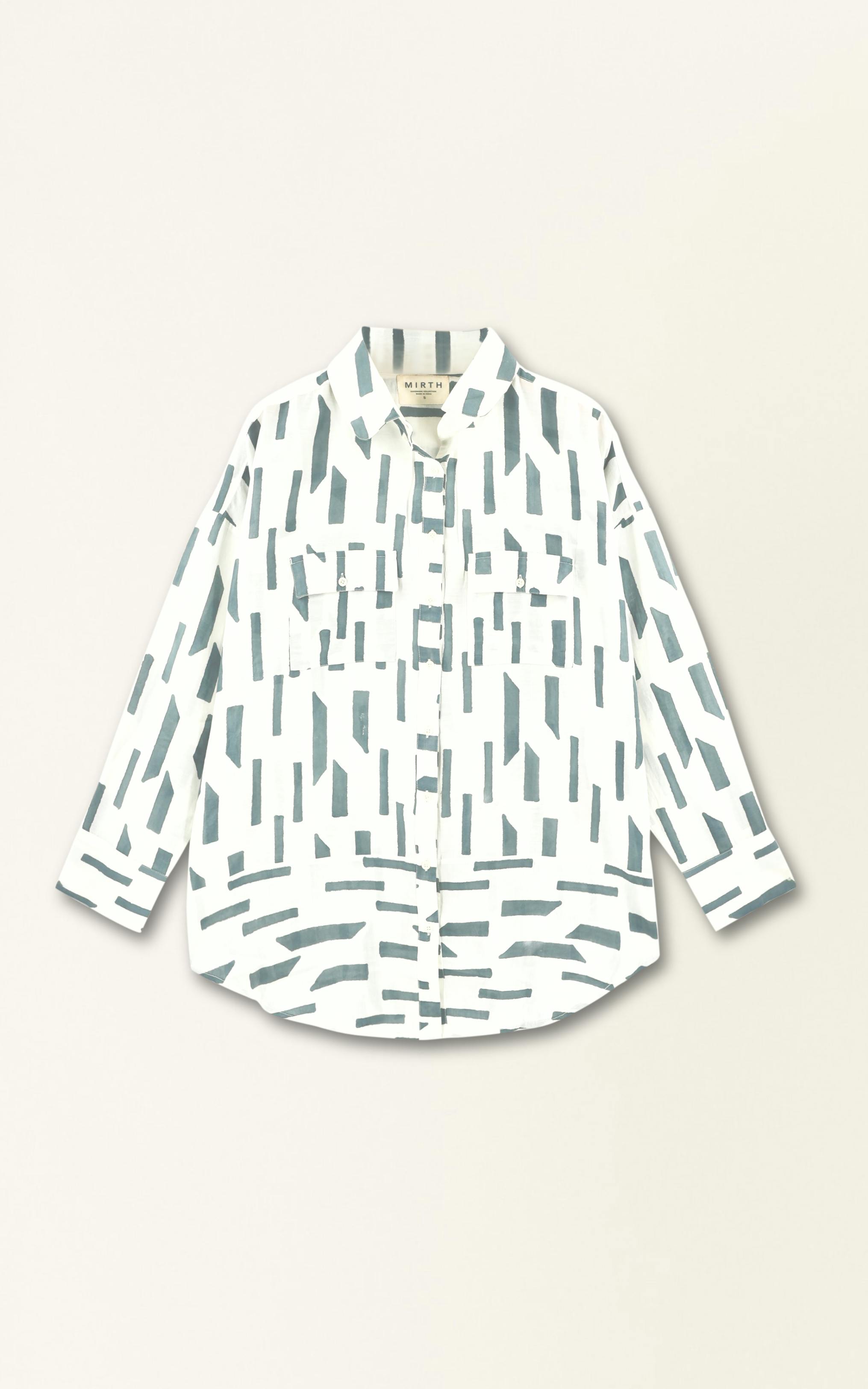 Kyoto Shirt in White Rainfall