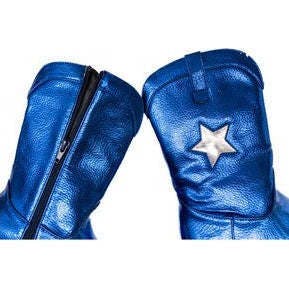 Jr Star Blue Metallic Boots