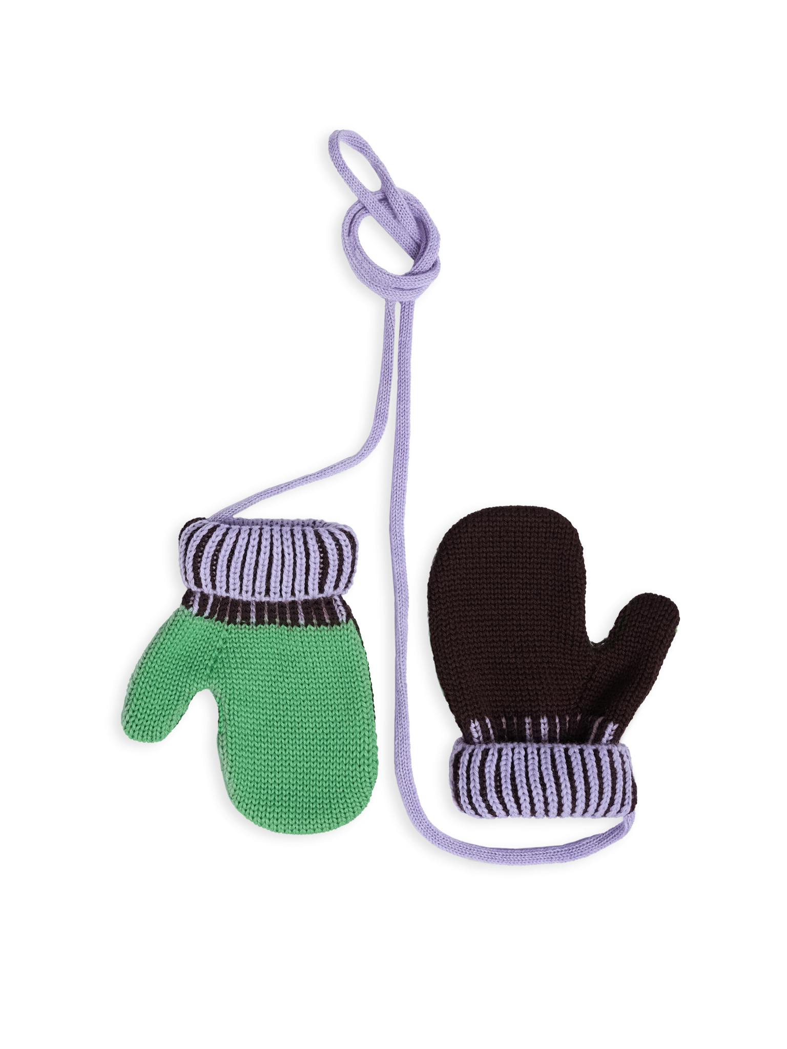 children's merino wool mittens - green & brown