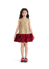 Crimson Ruffles & Golden Gleam Dress