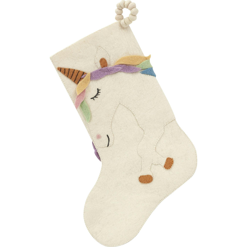 Unicorn Christmas Stocking Hand Felted Wool, Handmade