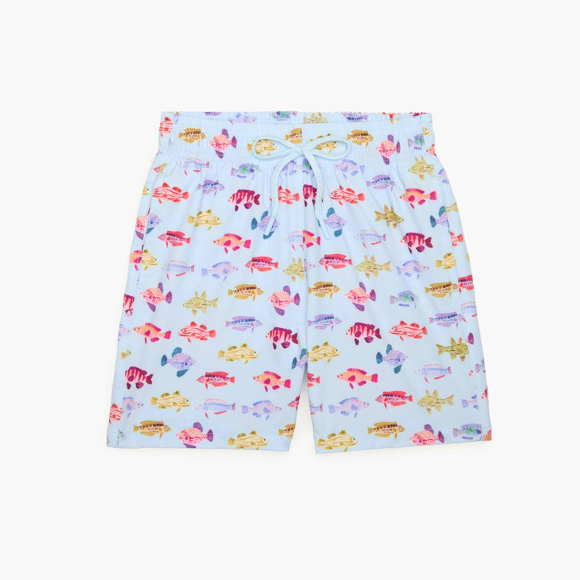 The Tiny Julien Swim Trunk - Blue Rainbow Fish