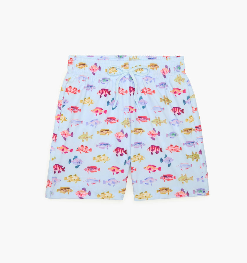 The Tiny Julien Swim Trunk - Blue Rainbow Fish