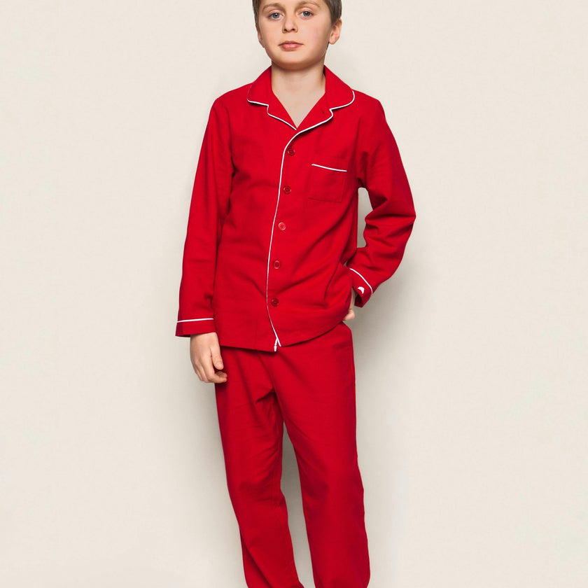 Kid's Flannel Pajama Set in Red