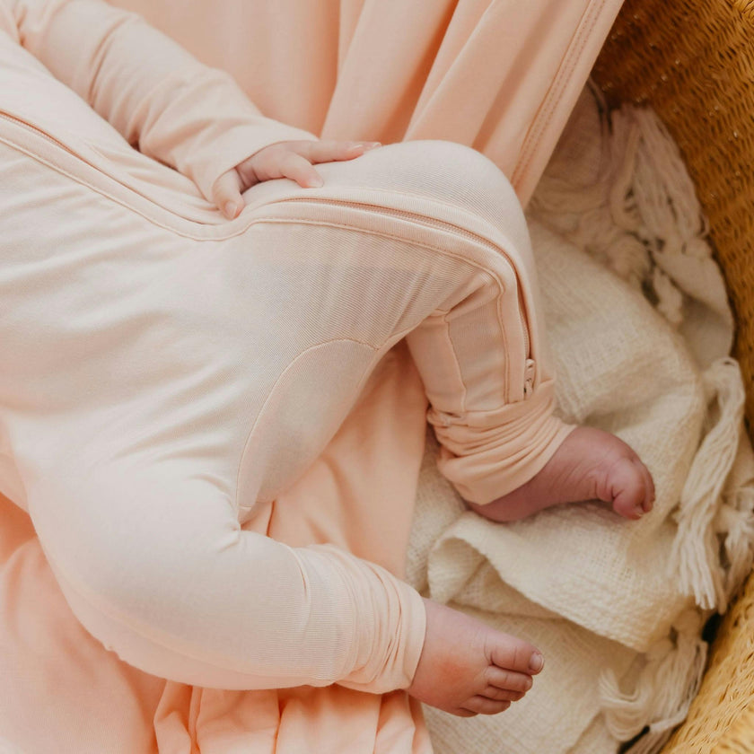 Convertible Zip-Up Footie Pajama - Blush