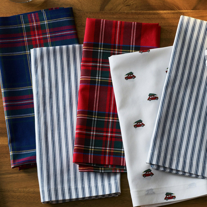 Signature Navy French Ticking Table Linen