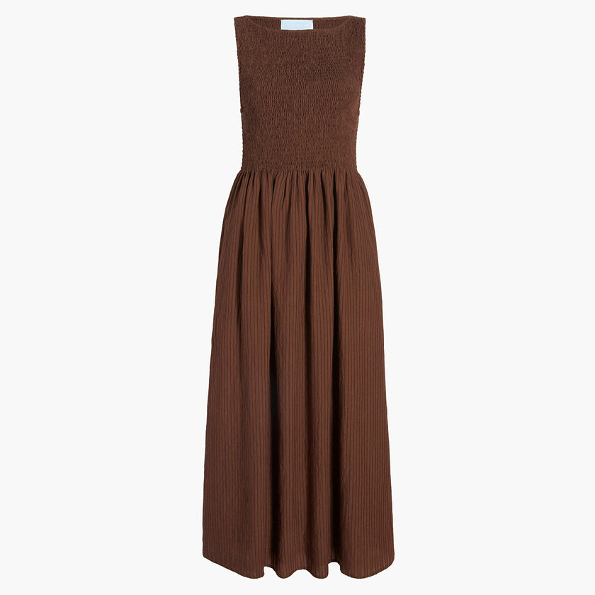 The Cosima Nap Dress - Chocolate Tonal Seersucker