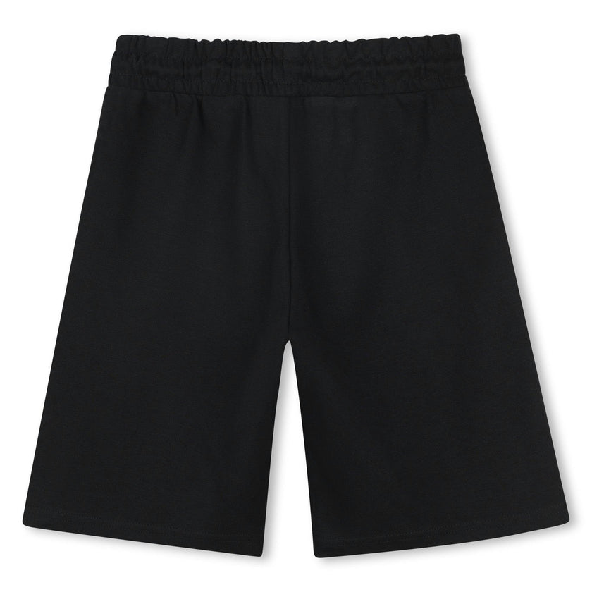 Black Beige Polo Textile Shorts Set