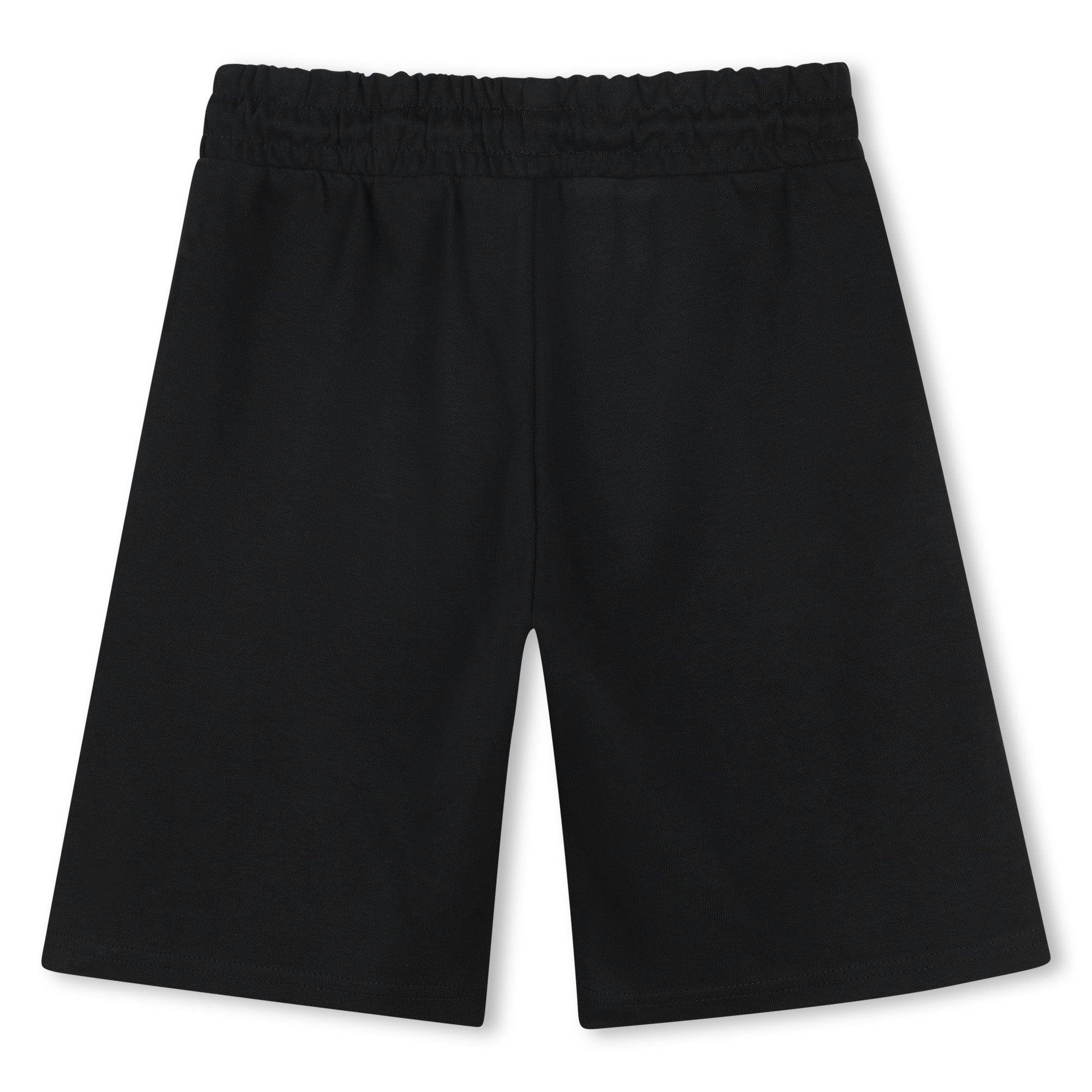 Black Beige Polo Textile Shorts Set