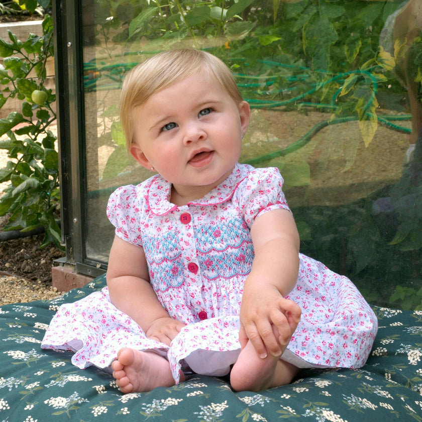 Floral Smocked Button-Front Dress and Bloomers