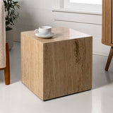 Felix 15" Contemporary Natural Marble Handmade Cube End Table