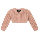 Knit Cropped Pointelle Button Front Cardigan