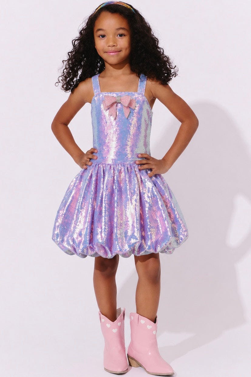 Lavender Haze Bow Bubble Dress