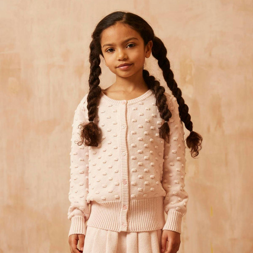 Popcorn Knit Cardigan | Blush