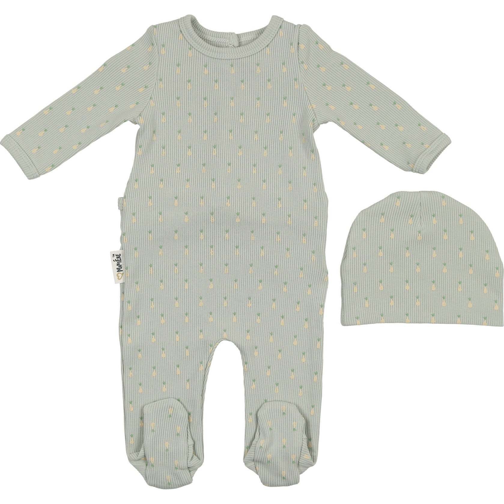 Ribbed Pineapple Footie, Sage