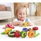 Hape: Caterpillar Fruit Feast Set - 14pc Wooden Stringing Toy