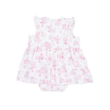 Puppy Toile Pink - Ruffle Bodysuit Dress