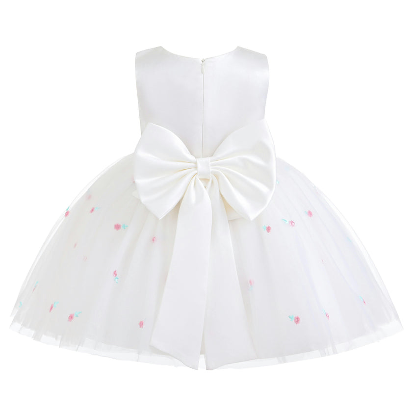 White Eveloria Floral Tulle Bow Dress