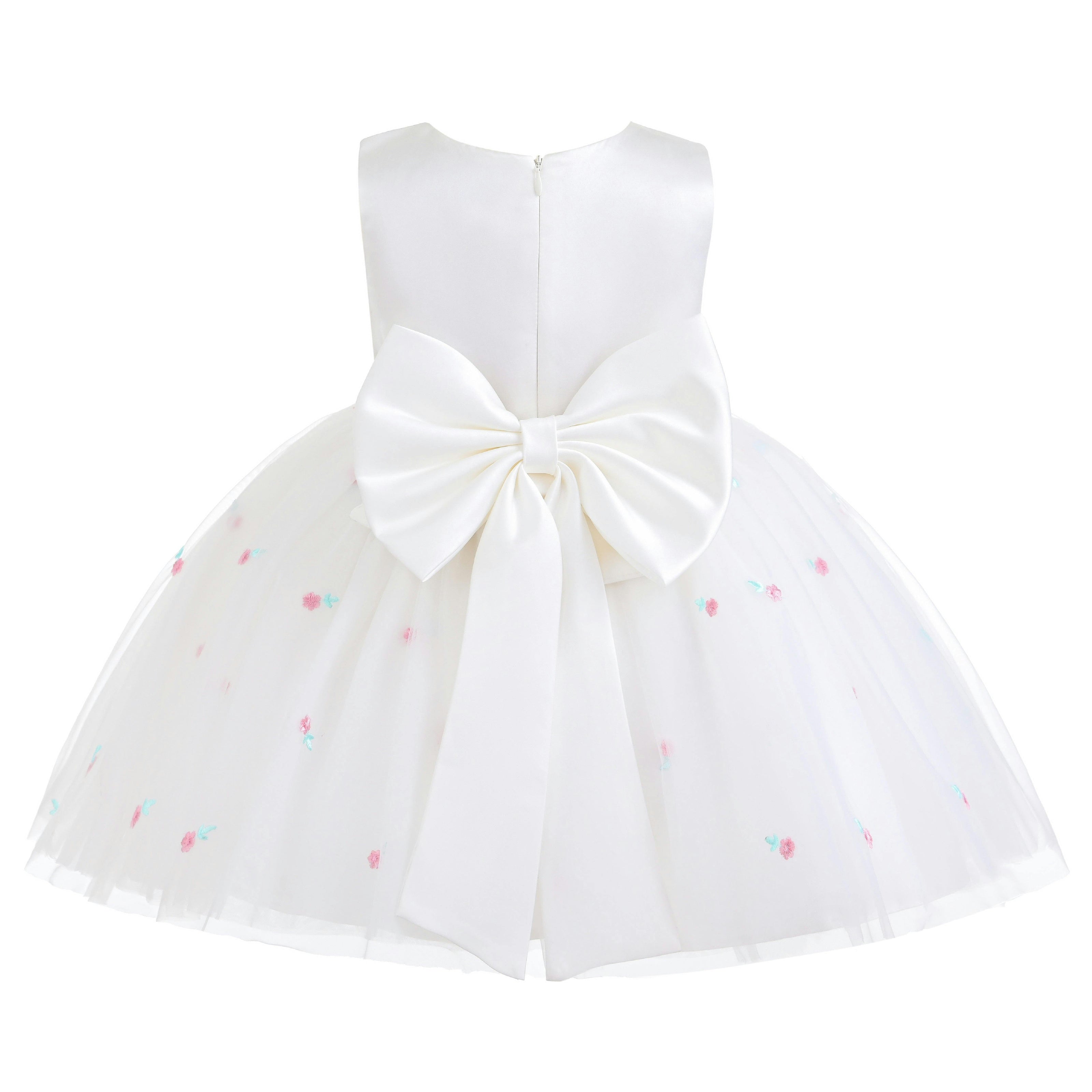 White Eveloria Floral Tulle Bow Dress