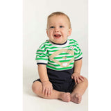 Stripe Knit Shortall With Baseball Field