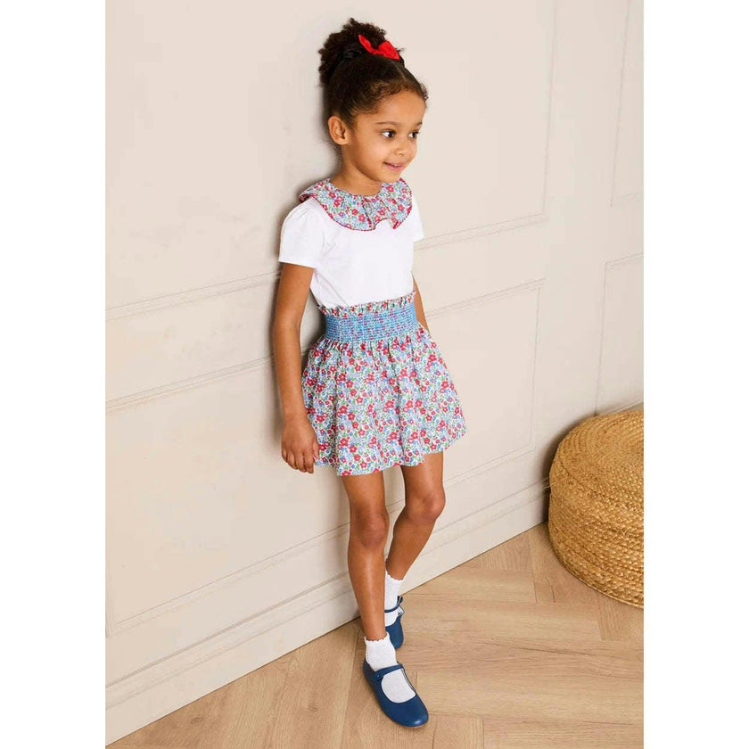 Emilia Floral Elasticated Waist Skirt in Red (2-10yrs)