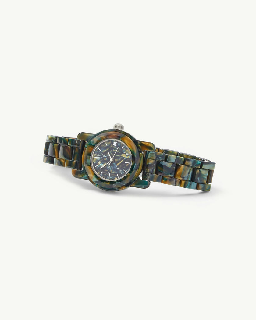 Mini Mono Watch in Green Tortoise