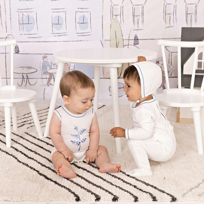Stem Stitch Footie & Hat Set