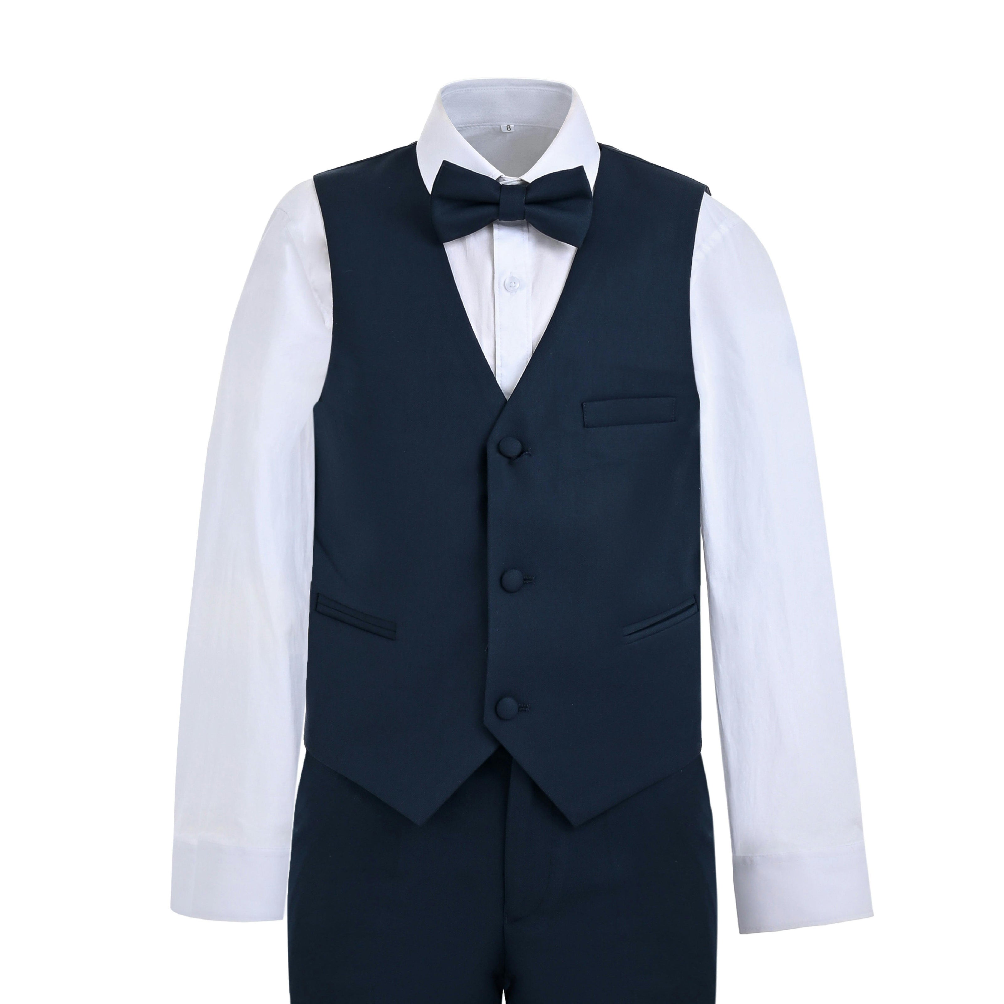 Navy Serge Formal Vest & Bow Tie Suit Set