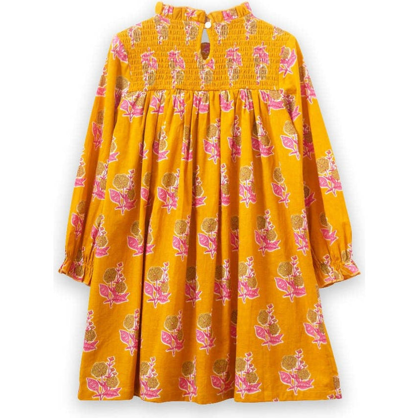 Smocked Long Sleeve Dress