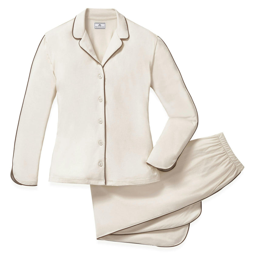 The Margaux Lightweight Pima Pajama Set in Ivory