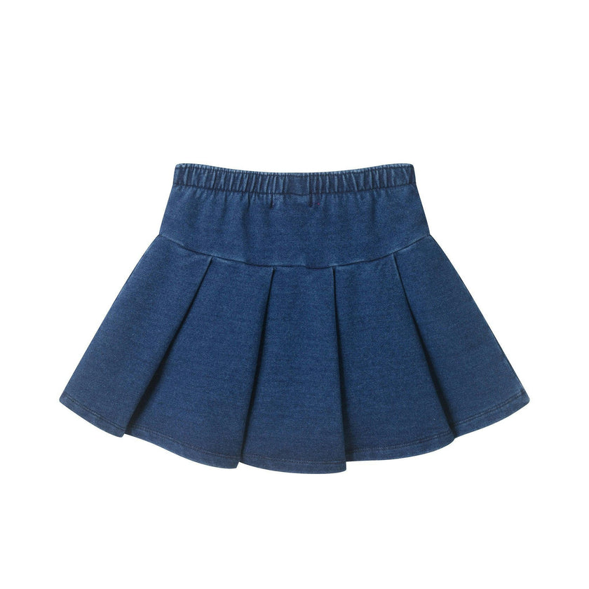 Girls Bow Print Top & Pleated Denim Skirt Set | Multi Bows - Pink