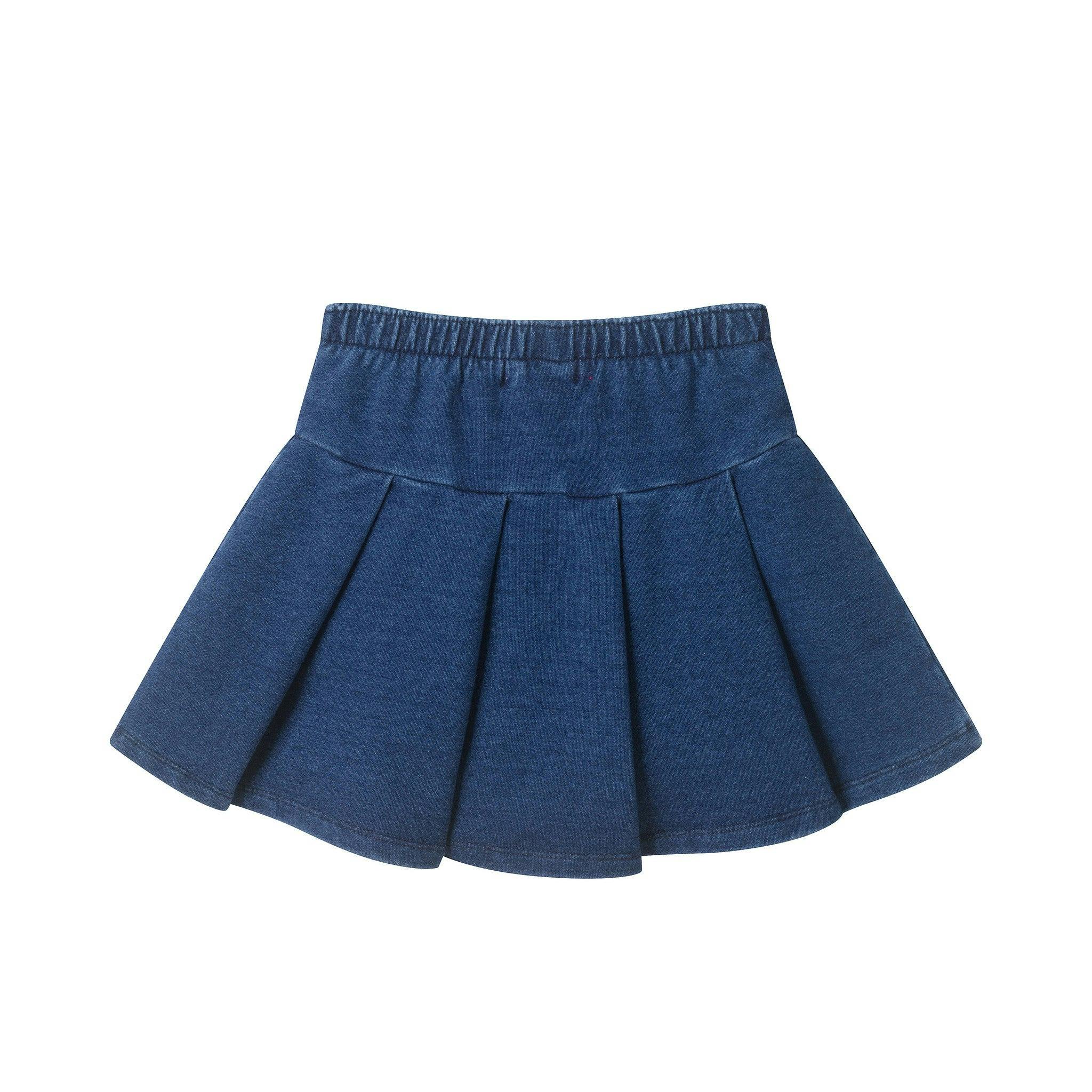 Girls Bow Print Top & Pleated Denim Skirt Set | Multi Bows - Pink