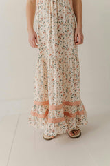 Girls Peasant Ruffle Maxi Dress in Dasha Ditsy in Cream