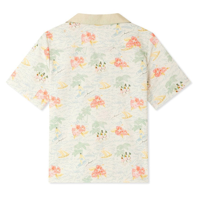 BONPOINT Steve Island Print Poplin Shirt